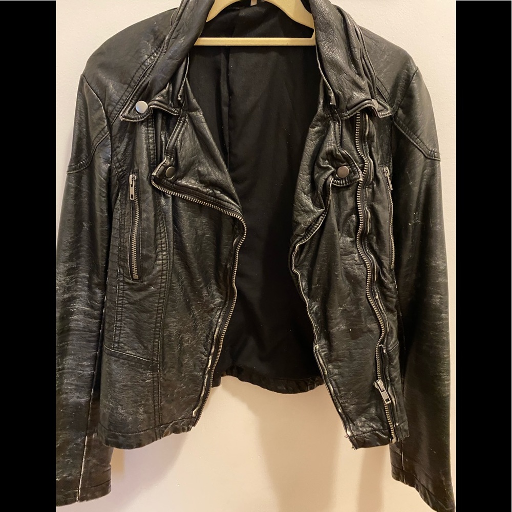 Free People Distressed Leather Moto Jacket